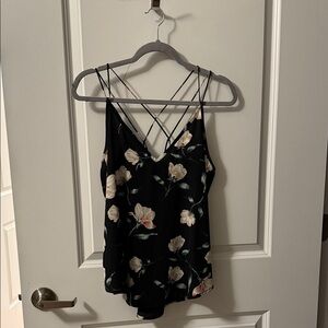 Floral Flowy Black Spaghetti Strap Top